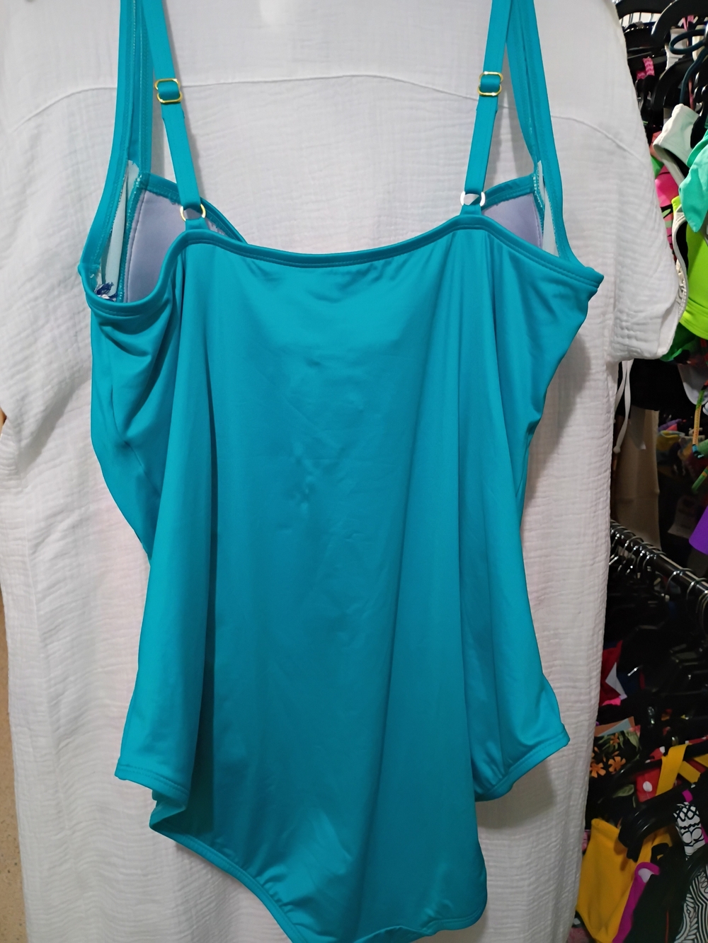 SONNET SHORES Twist-Front Teal Ruched Full Coverage One-Piece Swimsuit SIZE 24W - Picture 6 of 8